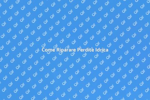 Riparare Perdite Rete Idrica