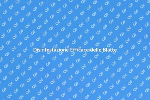 Piano di Disinfestazione per Blatte