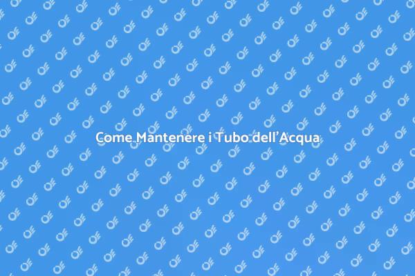 Manutenzione dei Tubo dell'Acqua