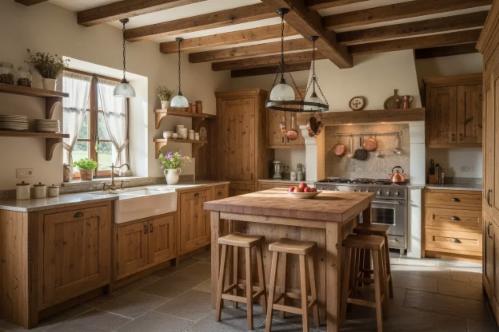 cucina rustica con penisola
