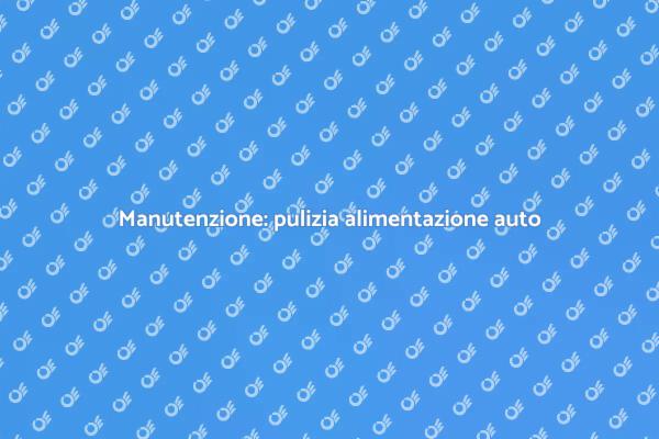 Perché pulire il sistema di alimentazione?
