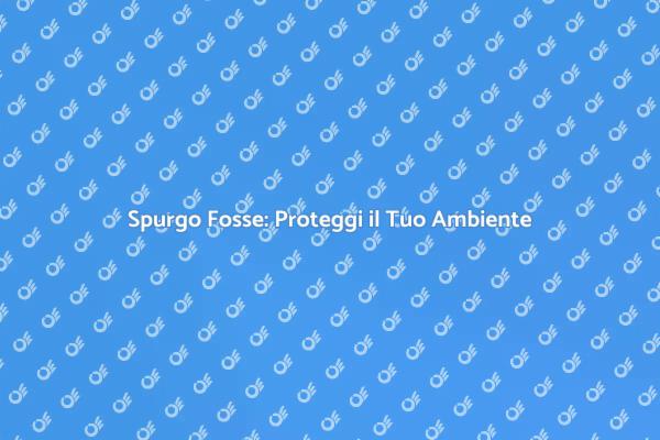 Spurgo Fosse Biologiche: Salute e Sicurezza