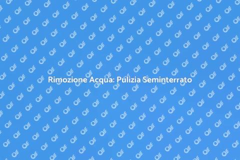 Pulizia Seminterrato Allagato: Guida