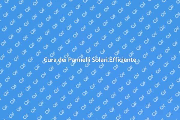 Manutenzione Essenziale per Pannelli Solari