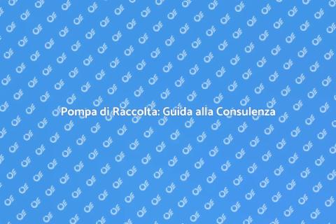 Consulenza Pompa di Raccolta Efficace