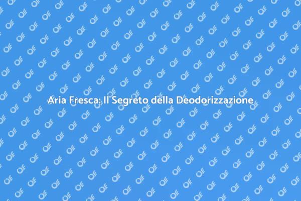 Deodorizzazione: Rendi Fresca la Tua Casa