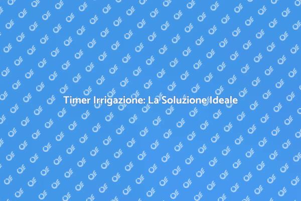 Ottimizza l'Irrigazione con un Timer
