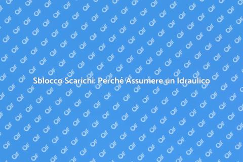 Assumere un Idraulico per Sblocco Scarichi