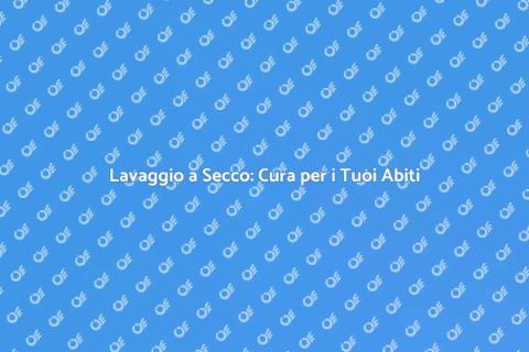 Lavaggio a Secco: Servizio Essenziale