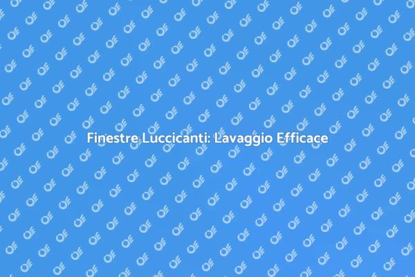 Lavaggio Finestre: Un Servizio Essenziale