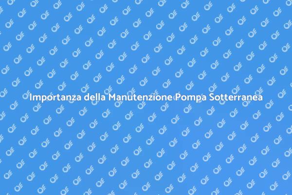 Manutenzione Cruciale per Pompa Sotterranea