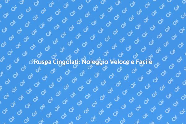 Noleggio Ruspa Cingolati: Scopri Come